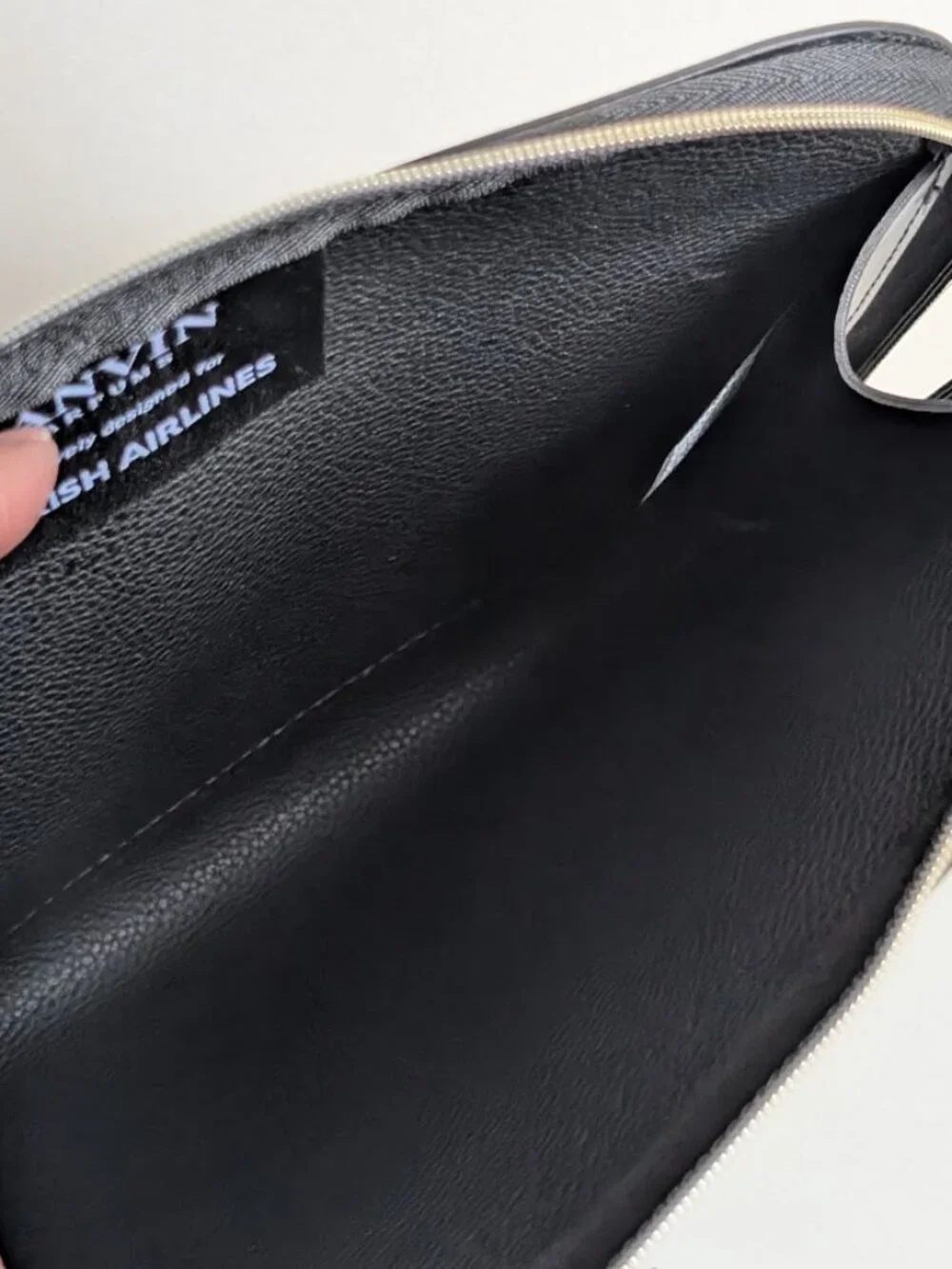 Lanvin Pouch Clutch Turkish Airlines Amenity Kit Bag Black Passport Case